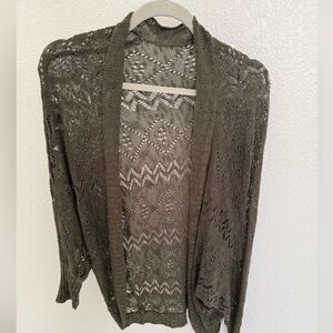 Olive Green Open Knit Cardigan – One Size